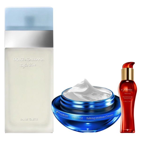 Timeless Beauty Trio - Dolce & Gabbana Light Blue Eau De Toilette Tester, Prestige Refining Moisture Cream, Biox Ultra Age Defying Serum, 5ml